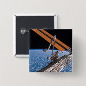 De vleugels van Canadarm2 en zonnepanelen Vierkante Button 5,1 Cm (Voorkant /achterkant)