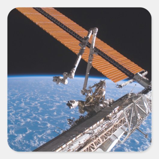 De vleugels van Canadarm2 en zonnepanelen Vierkante Sticker (Voorkant)