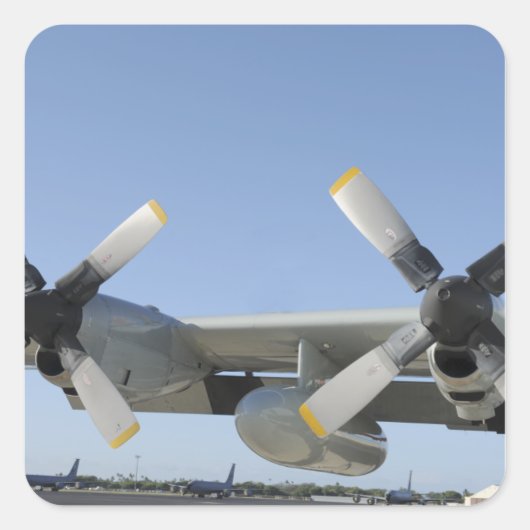 De vleugels van een LC-130 Hercules Vierkante Sticker (Voorkant)