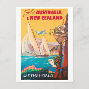 De vlieg aan Australië en Nieuw Zeeland, ziet de Briefkaart
