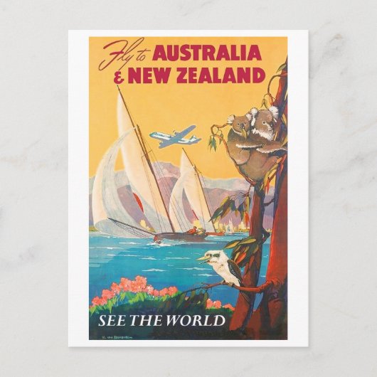 De vlieg aan Australië en Nieuw Zeeland, ziet de Briefkaart (Voorkant)