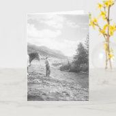 De vlieg die van de jongen in een kreek vissen kaart (Gele Bloem)