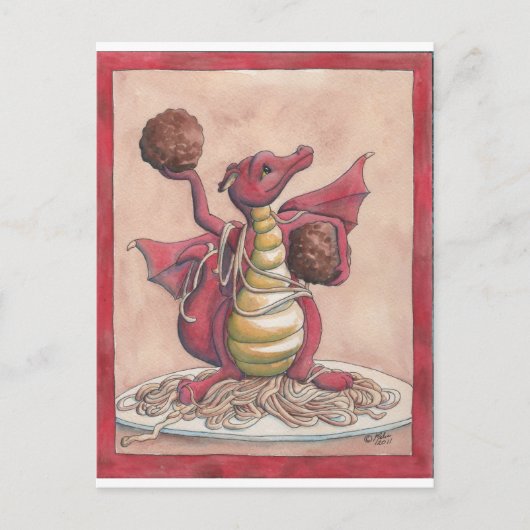 De vliegende Draak van de Spaghetti Briefkaart (Voorkant)