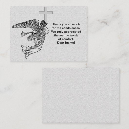 De vliegende engel na de begrafenis bedankt kaarte notitiekaartje (Voorkant / Achterkant)