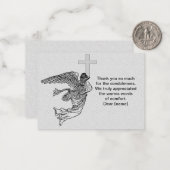 De vliegende engel na de begrafenis bedankt kaarte notitiekaartje (Voorkant / Achterkant in situ)