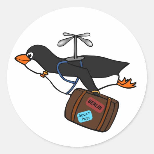 De Vliegende  Helikopter Pinguïn  Ronde Sticker (Voorkant)