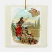 De vliegende koffer keramisch ornament (Achterkant)
