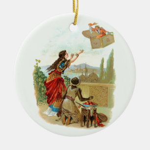 De vliegende koffer  keramisch ornament