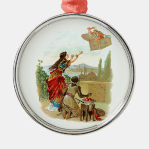De vliegende koffer  metalen ornament