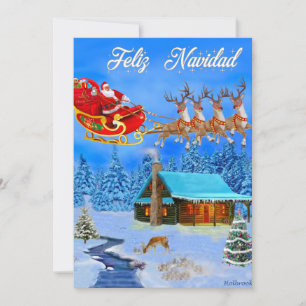 DE VLIEGENDE REN REN SLEDE VAN DE KERSTMAN FEESTDAGENKAART
