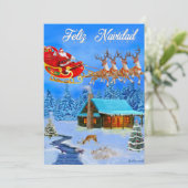 DE VLIEGENDE RENDIERSLEE VAN DE KERSTMAN FEESTDAGENKAART (Staand voorkant)