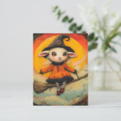 De vliegende schattige schapenheks briefkaart (Staand voorkant)