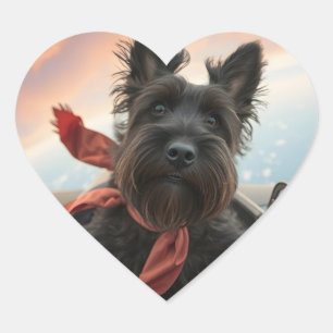 De Vliegende Schotse Terrier Hond Hart Sticker