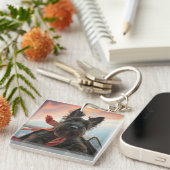 De vliegende Schotse Terriër hond Sleutelhanger (Voorkant Rechts)