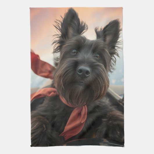 De vliegende Schotse Terriër hond Theedoek (Verticaal)