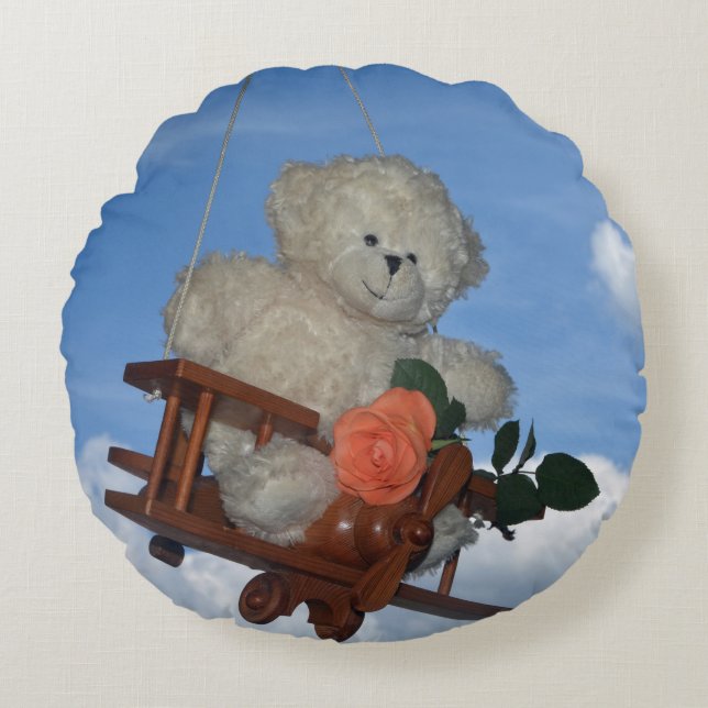De vliegende teddybeer rond kussen (Voorkant)