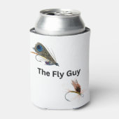 De vliegenman. Vliegtuigvisserij, vissers, sportma Blikjeskoeler (Blikje Voorkant)