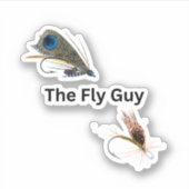 De vliegenman. Vliegtuigvisserij, vissers, sportma Sticker (Voorkant)