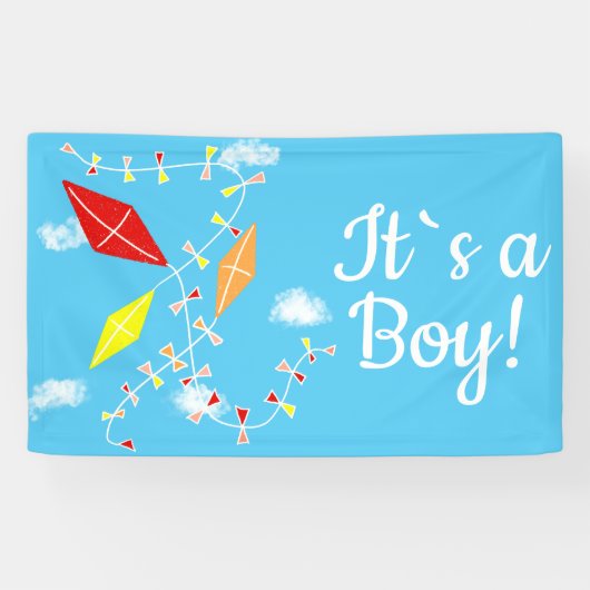 De vliegers in de hemel zijn een Baby shower. Spandoek (Horizontaal)