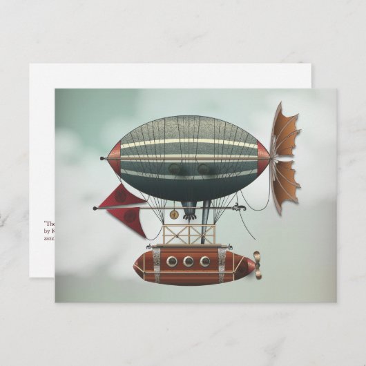De vliegmachine Aleutian Steampunk Briefkaart (Voorkant / Achterkant)