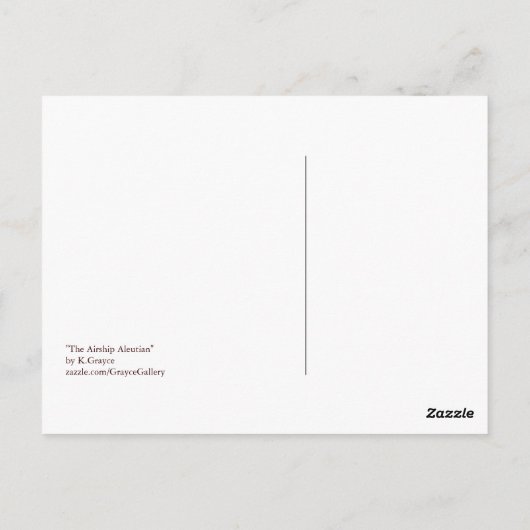 De vliegmachine Aleutian Steampunk Briefkaart (Achterkant)