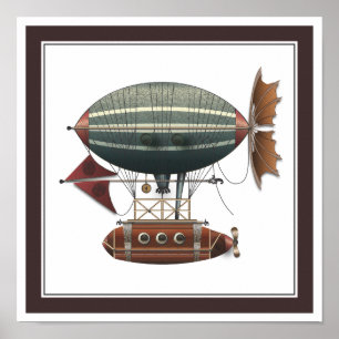 De vliegmachine Aleutian Steampunk Poster