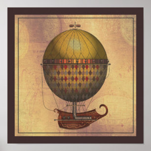 De vliegmachine Nautisme Steampunk Poster