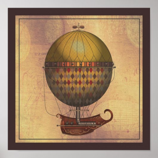 De vliegmachine Nautisme Steampunk Poster (Voorkant)