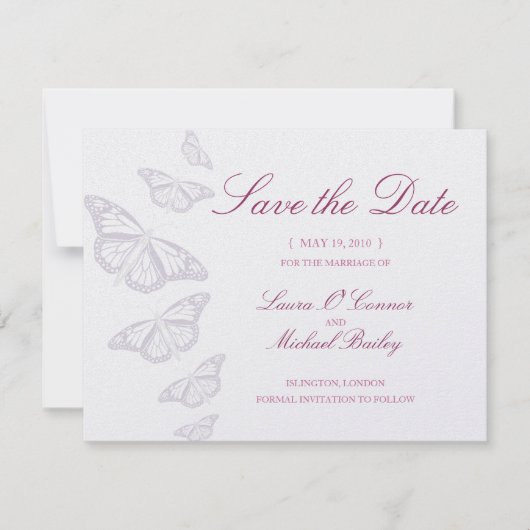 De vlinder bewaart de Datumkaarten Save The Date (Voorkant)