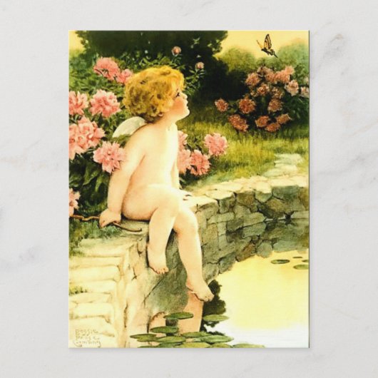 De vlinder (c. 1920) Bessie Pease Gutmann Briefkaart (Voorkant)