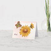 De vlinder en de Zonnebloemen danken u kaarden Bedankkaart (Voorkant)