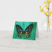 De Vlinder Notecard van het Glas in lood Kaart (Gele Bloem)