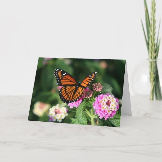 De Vlinder van de monarch op Bloem Lantana Kaart (Voorkant)