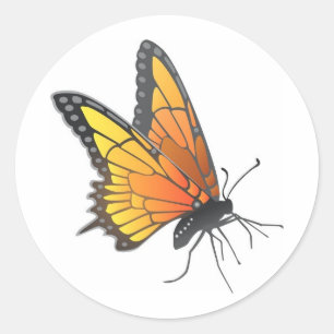 De Vlinder van de monarch tijdens de vlucht Ronde Sticker