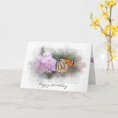 de vlinder van de verjaardagsmonarch op wildflower kaart (Gele Bloem)