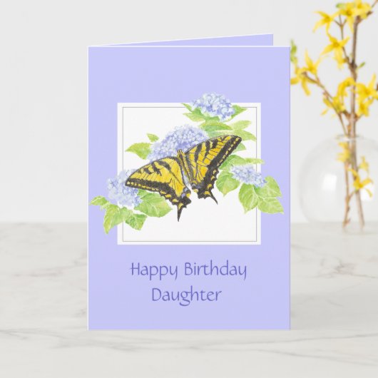 De Vlinder van Swallowtail op het art. van de Kaart (Gele Bloem)