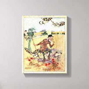 De vlinder Whisperer - Vintage-afbeelding Canvas Afdruk
