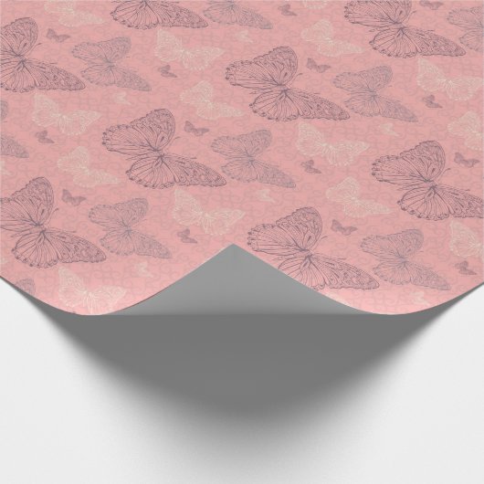 De vlinderroze cadeaupapier (Hoek)