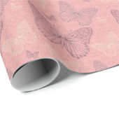De vlinderroze cadeaupapier (Rol Hoek)