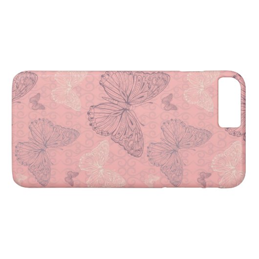 De vlinderroze Case-Mate iPhone case (Achterkant (Horizontaal))