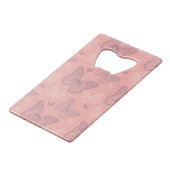 De vlinderroze creditkaart flessenopener (Achterkant Gekanteld)