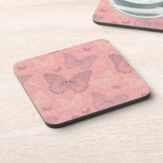 De vlinderroze drankjes onderzetter (Linkerzijde)