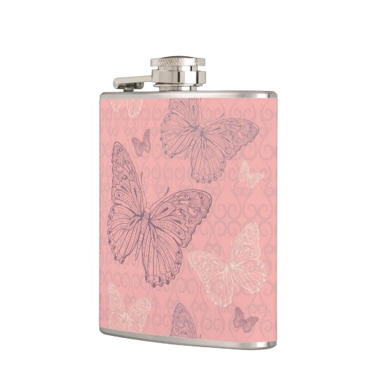 De vlinderroze heupfles (Links)
