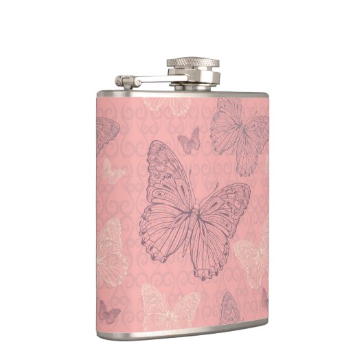 De vlinderroze heupfles (Rechts)