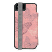 De vlinderroze incipio iPhone portemonnee hoesje (Agenda Achterkant)