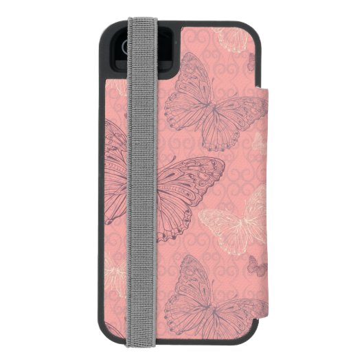 De vlinderroze incipio iPhone portemonnee hoesje (Agenda Achterkant)