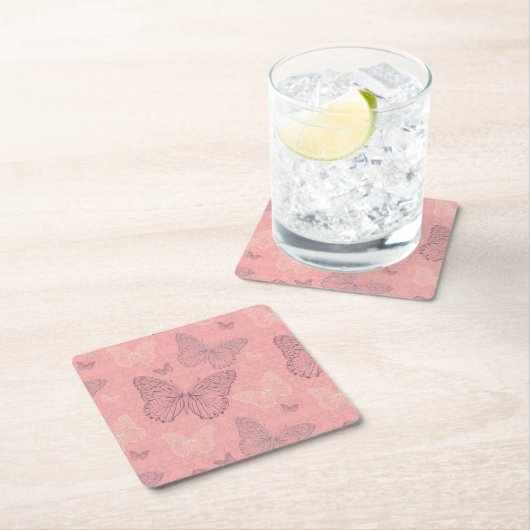 De vlinderroze kartonnen onderzetters (Insitu)