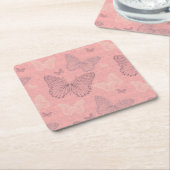 De vlinderroze kartonnen onderzetters (Schuin)