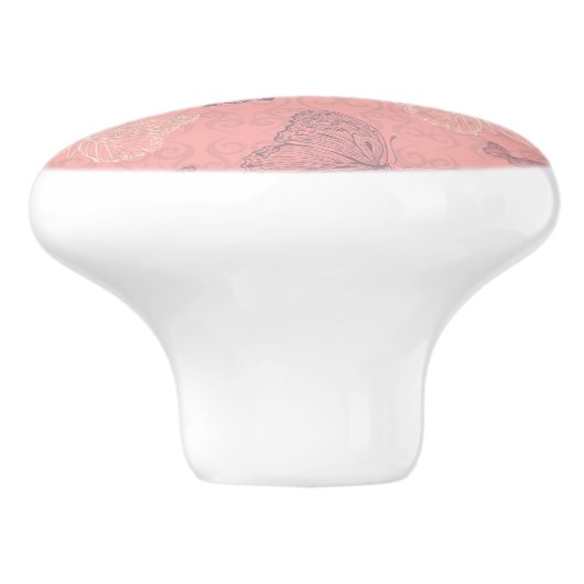 De vlinderroze keramische knop (Zijkant)