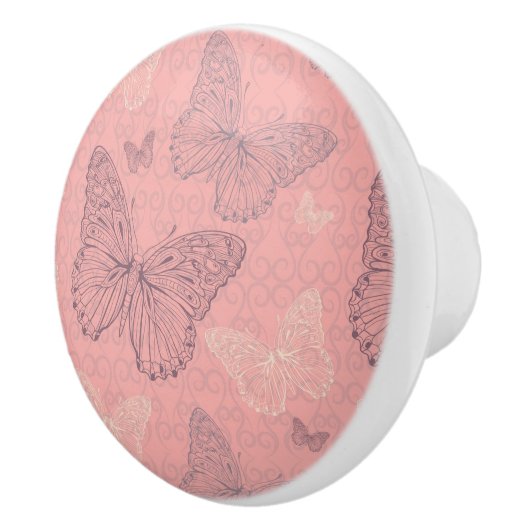 De vlinderroze keramische knop (Rechts)